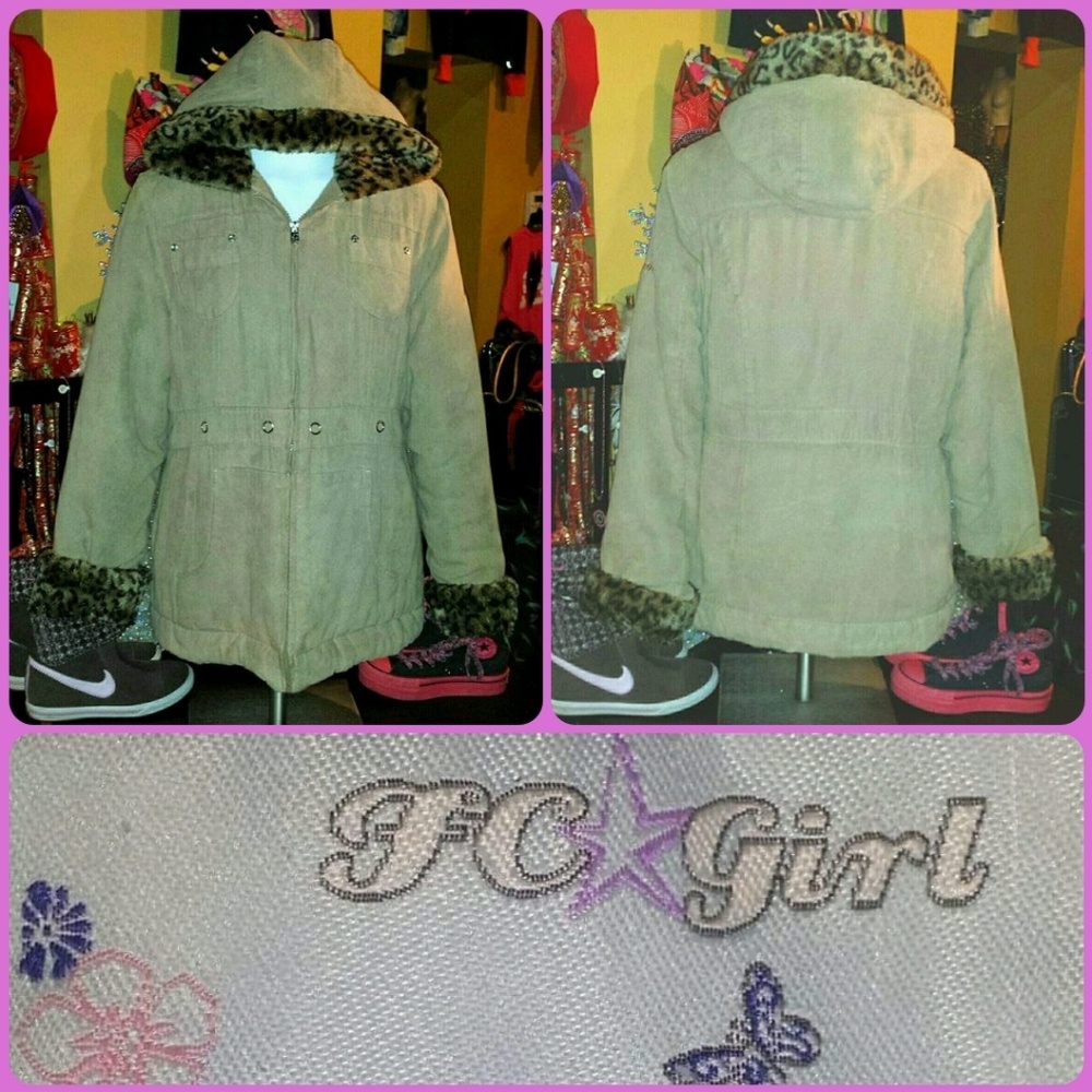 🔮SUPERSOFT LEOPARD FAUX FUR ZIP HOODIE COAT XL/16